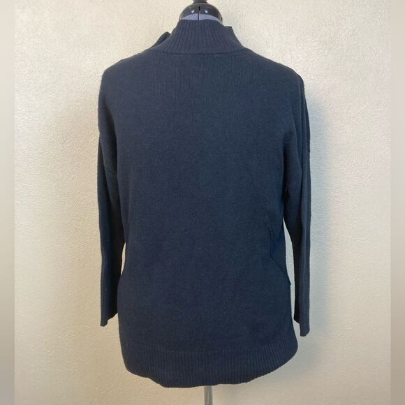 Talbots chic Black Sweater w/ side buttoning neck to shoulder - Picture 3 of 9